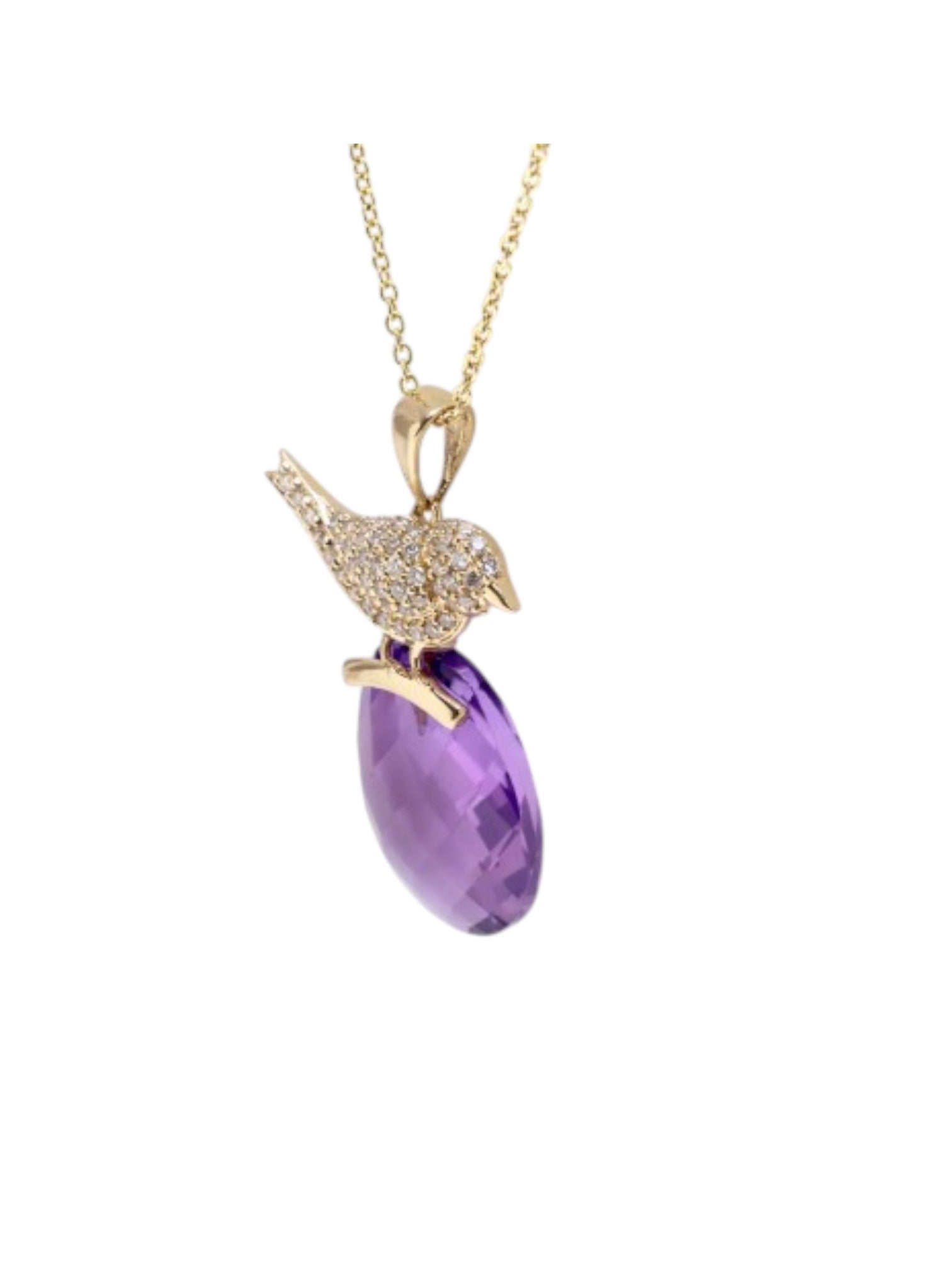 Trendy Bird Design 925 Sterling Silver CZ Stones Gold Plated Pendant With Chain For Women By Kesardeep